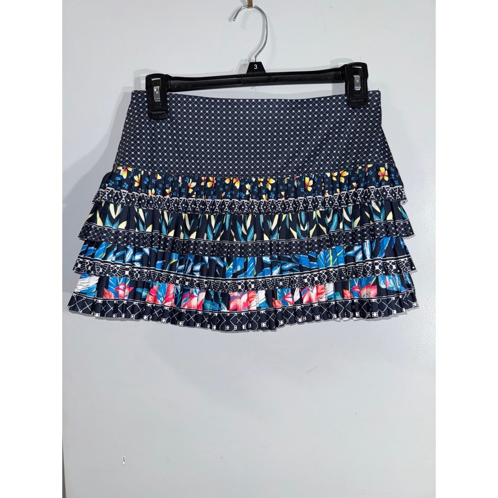 Women's Navy Multi-Tier Ruffle Skort - Floral Print